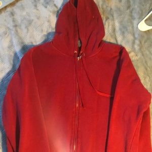 plain red zip up